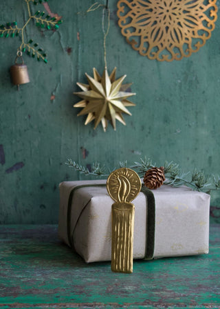 NORDIC.CHRISTMAS - Brass candle flame ornament