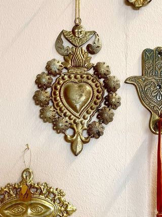 NORDIC.CHRISTMAS - Brass sacred heart ornament