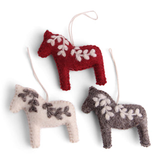 NORDIC.CHRISTMAS - Dala horses classic felt ornaments - Set of 3