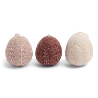 NORDIC.CHRISTMAS - Felt eggs with with embroidered garland ornaments - set of 3