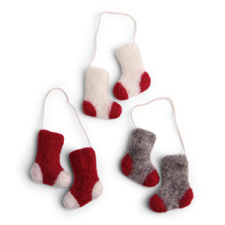 NORDIC.CHRISTMAS - Felt socks ornament - Set of 3