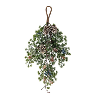 NORDIC.CHRISTMAS - Glitter cedar hanging deco with cones
