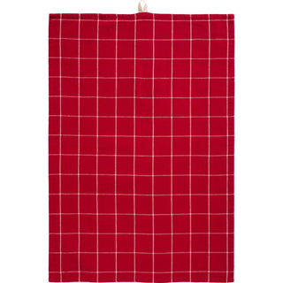 NORDIC.CHRISTMAS - Christmas tea towel Silja - red w/large natural checks