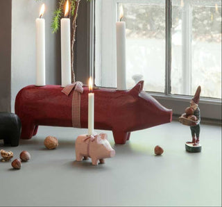 NORDIC.CHRISTMAS - Maileg Small rose wooden pig candle holder