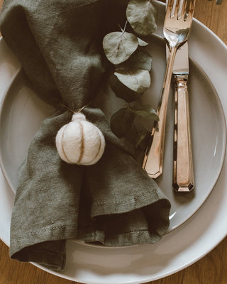 NORDIC.CHRISTMAS - Natural wool pumpkin ornaments