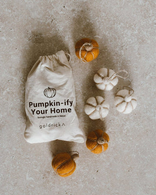 NORDIC.CHRISTMAS - Natural wool pumpkin ornaments