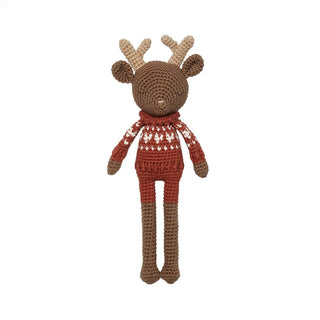 NORDIC.CHRISTMAS - Robin Reindeer - hearts sweater rouge cerise