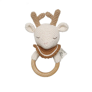 NORDIC.CHRISTMAS - Robin the Reindeer Teething Ring - caramel