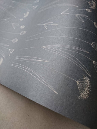 NORDIC.CHRISTMAS - Set Of 3 Pieces Graphical Floral Kraft Wrapping Paper