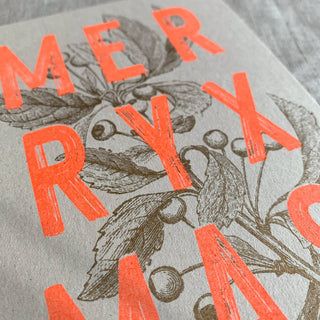 NORDIC.CHRISTMAS - Postcard/Typo/Merry Xmas/Fluo Orange