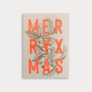 NORDIC.CHRISTMAS - Postcard/Typo/Merry Xmas/Fluo Orange
