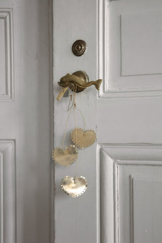 NORDIC.CHRISTMAS - Walther&co 3 brass heart ornaments