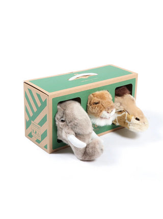 NORDIC.CHRISTMAS - Safari box with 3 mini heads - elephant/lion/giraffe