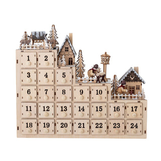 NORDIC.CHRISTMAS - Wooden advent calendar with village