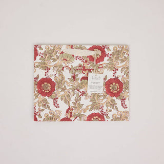 Medium Block Printed Gift Bags - Winter Red