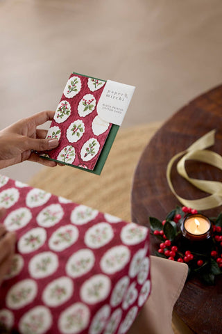 Scallop Tiles Christmas Pudding - Block Printed Greeting Card