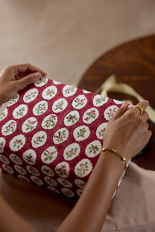 Scallop Tiles Christmas Pudding - Block Printed Wrapping Paper Sheets