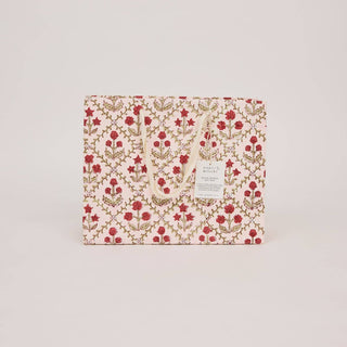 Medium Block Printed Gift Bags - Winter Red
