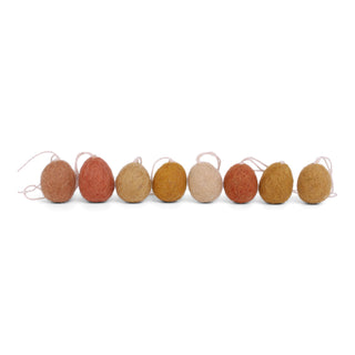 Felt warm tones mini eggs ornaments - set of 8