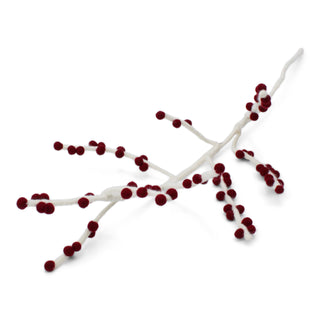 White felt branch with dark red berries