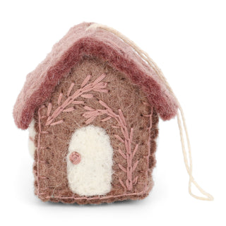 Felt plum Spring house embroidered ornament