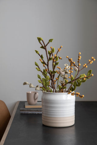 Felt large branch with green leaves