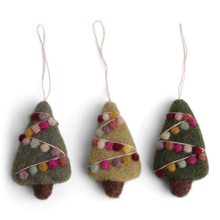 Mini Christmas trees with deco - Set of 3