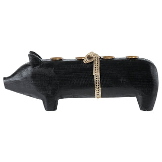   Pig candle holder, Large Black