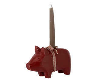   Pig candle holder, Small Red