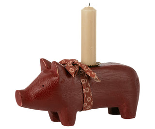   Pig candle holder, Medium Red