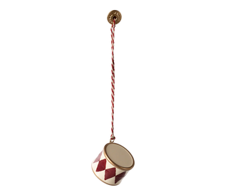 Metal ornament, small drum - red