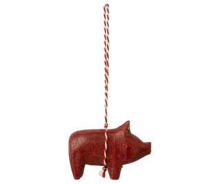 Red wooden pig ornament