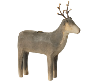 Medium wooden reindeer candle holder