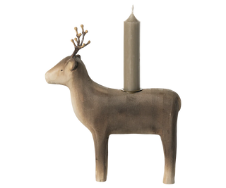 Large wooden reindeer candle holder