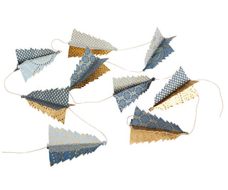 Paper Christmas trees on string, Blue