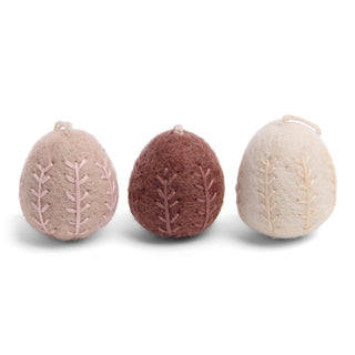 Felt eggs with with embroidered garland ornaments - set of 3