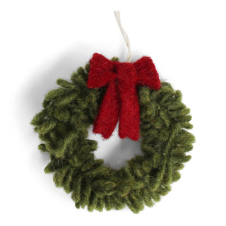 Mini wreath with red bow ornament