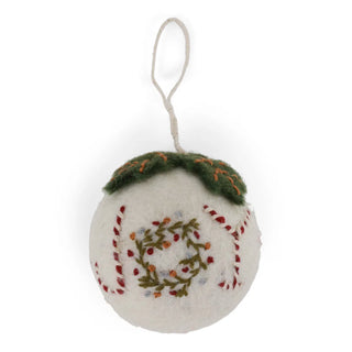 Felt Christmas bauble - white with Joy