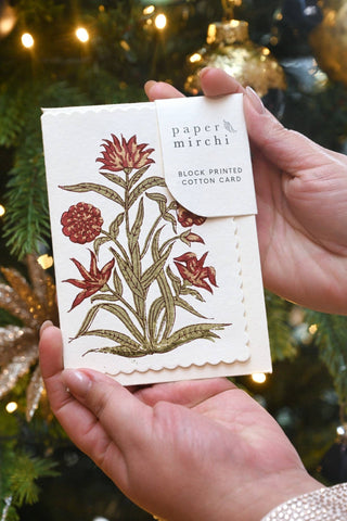 Kamal Scarlet - Block Printed Greeting Card