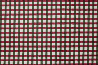 Gingham Holly Green - Block Printed Wrapping Paper Sheets