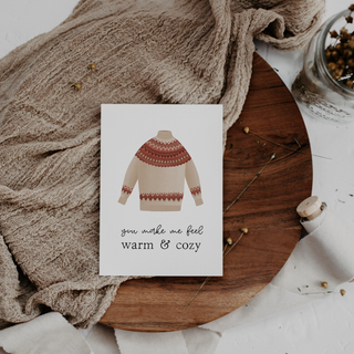 Norwegian sweater postcard - warm & cozy