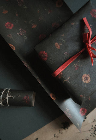 Florals on dark green Kraft Wrapping Paper