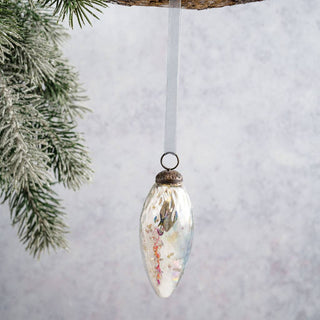 Medium Silver Luster Conical Glass Ornament