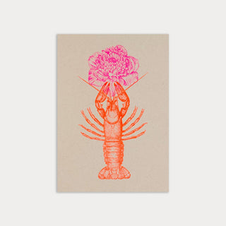 Postcard/Lobster with flower/Eco-paper