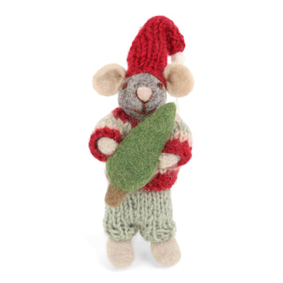 Small grey mouse with tree ornament