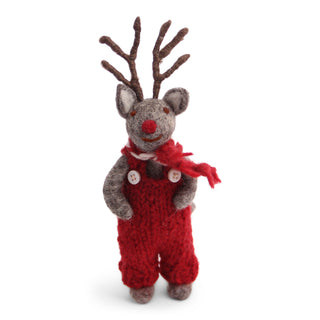 Small grey Rudolf with red pants ornament