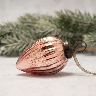 Medium Ribbed Glass Pinecone Christmas Ornament