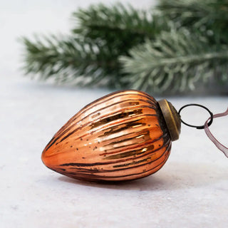 Medium Ribbed Glass Pinecone Christmas Ornament