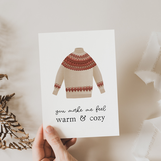 Norwegian sweater postcard - warm & cozy