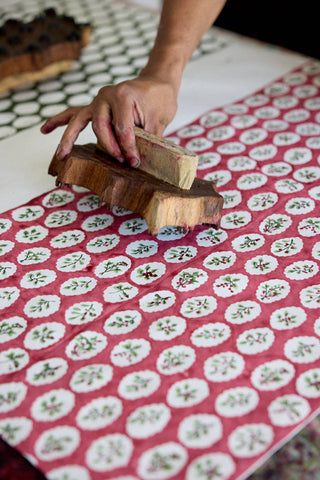 Scallop Tiles Christmas Pudding - Block Printed Wrapping Paper Sheets